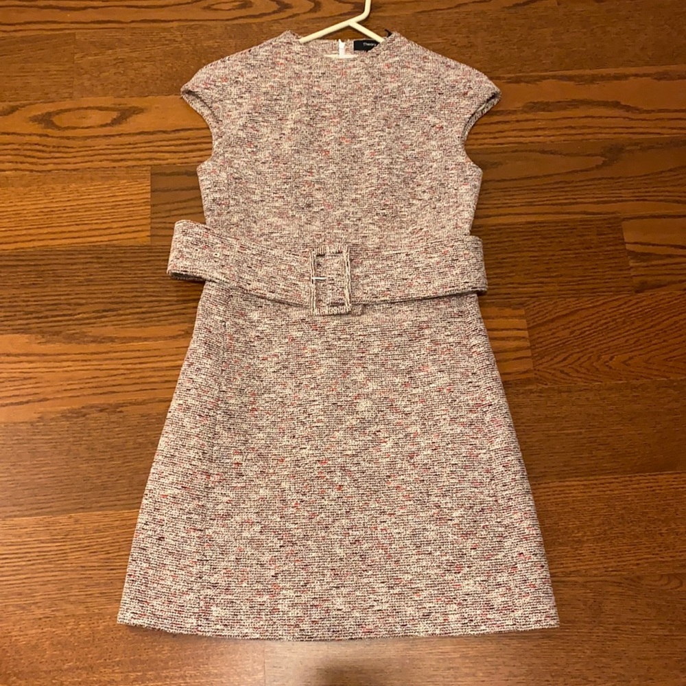 Theory Belted Tweed Dress
